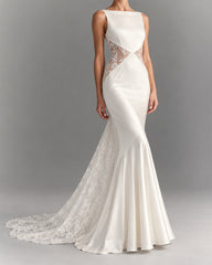 Ivory-Sleeveless-Lace-Panel-Mermaid-Wedding-Gown-2