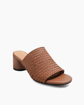 Woven Open-Toe Block-Heel Mule Sandals
