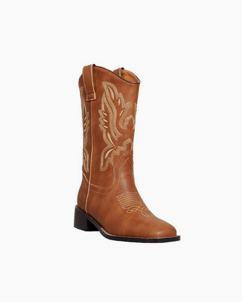 Casual-Street-Western-Cowhide-Mid-Calf-Boots-15