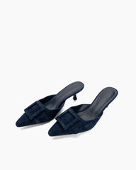 (Clean Up - US 6 ) Pointed Toe Slides Low Heels Mule Kitten Heel Sandals