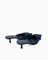 (Clean Up - US 6 ) Pointed Toe Slides Low Heels Mule Kitten Heel Sandals