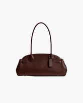 Elongated Leather Zip-Top Shoulder Bag