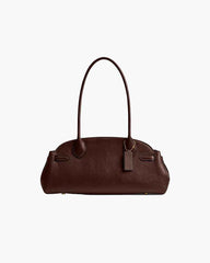 Elongated Leather Zip-Top Shoulder Bag