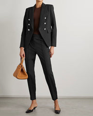 (Clean Up - L) Double-breasted Grain De Poudre Blazer