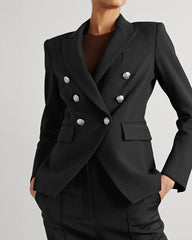 (Clean Up - L) Double-breasted Grain De Poudre Blazer