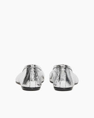 Silver Crinkle Leather Tabi Shoe Ballet Flats