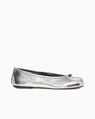 Silver Crinkle Leather Tabi Shoe Ballet Flats