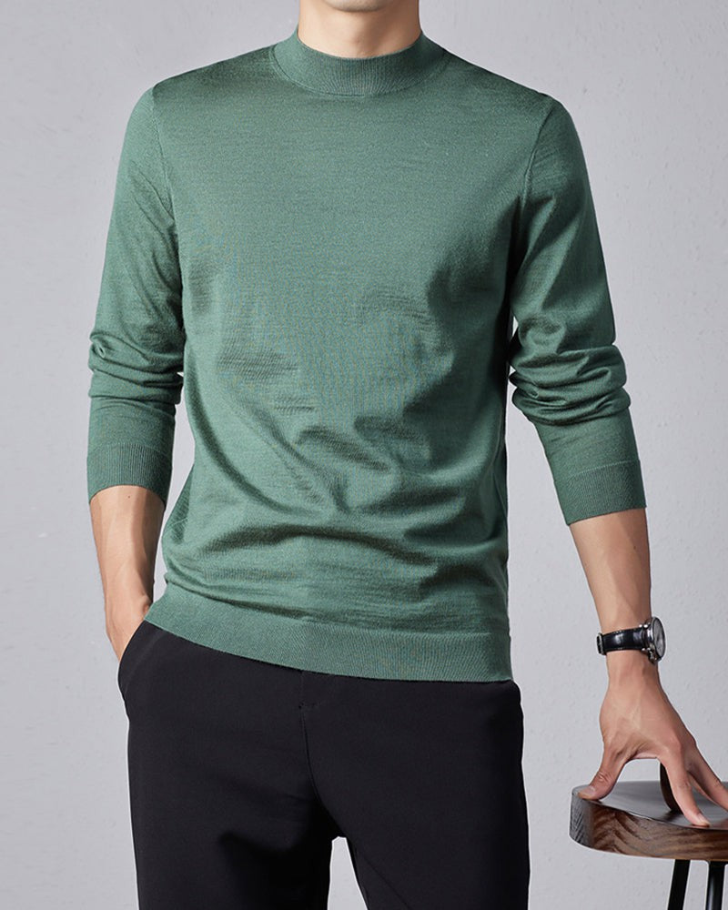 Men's Ultra Fine Merino Wool Mock Turtle Neck Jumper