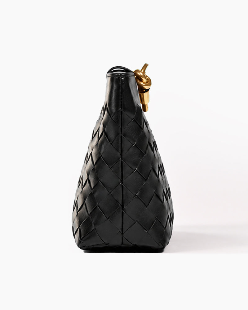 Black-Woven-Leather-Everyday-Zip-Clutch-6