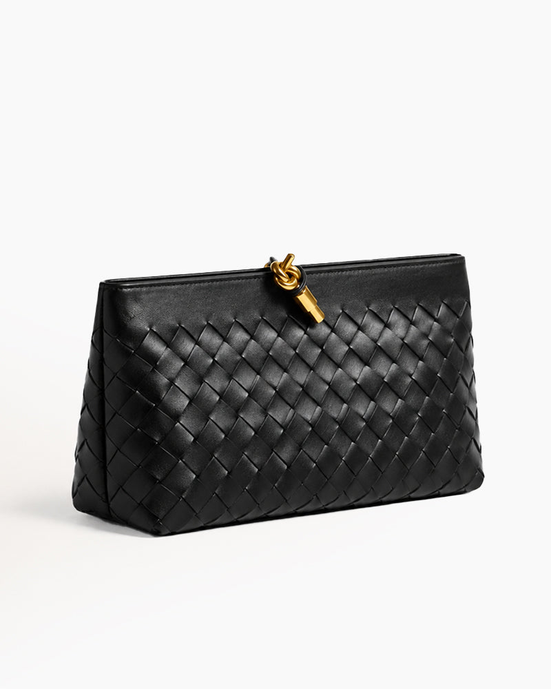 Black-Woven-Leather-Everyday-Zip-Clutch-5