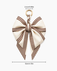 Elegant Printed Scarf Bow Bag Charm Keychain