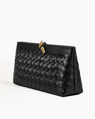 Black-Woven-Leather-Everyday-Zip-Clutch-4