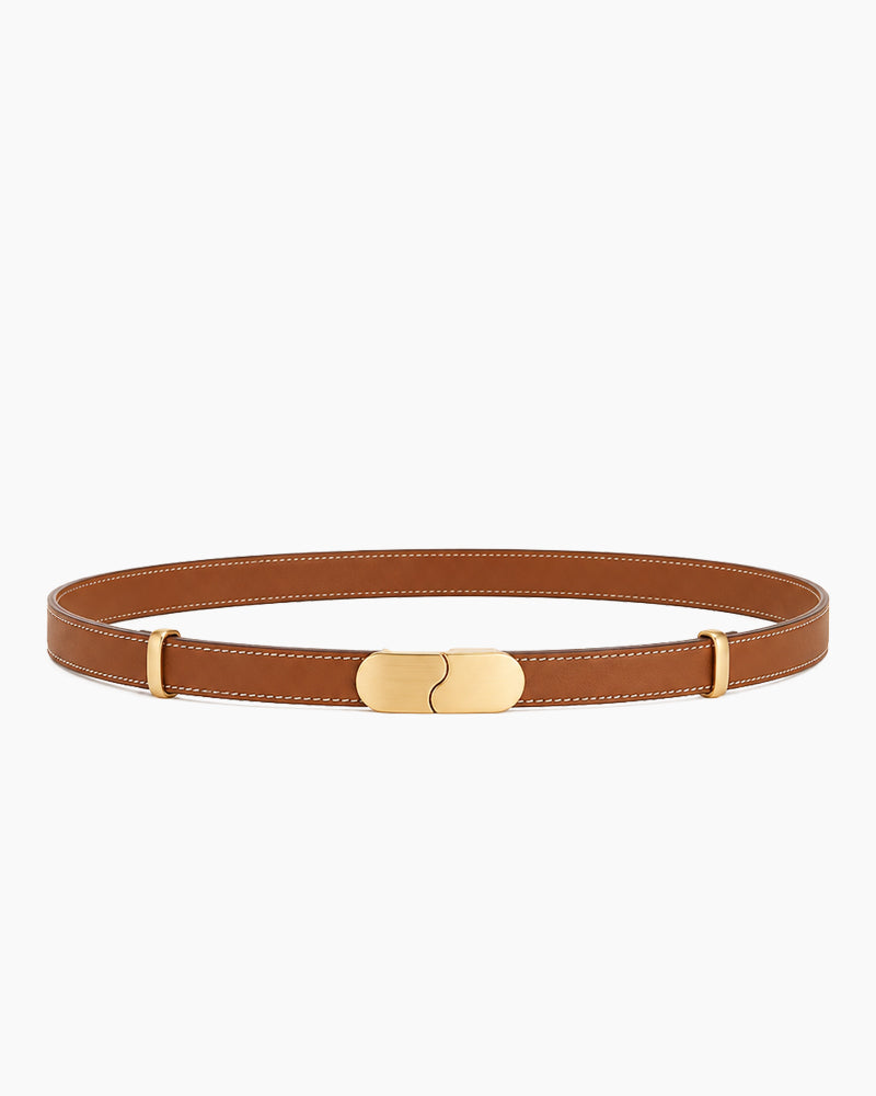 Minimalist Leather Wrap Belt with Gold-Tone Clasp
