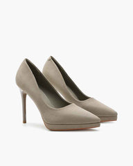 Women's Suede Pointed-Toe Platform Stiletto High Heels Pumps