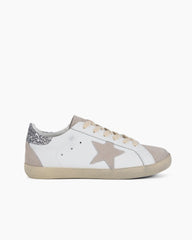 (Clean Up) White Nappa Leather Gray Star Sneakers