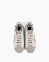 White Nappa Leather Gray Star Sneakers