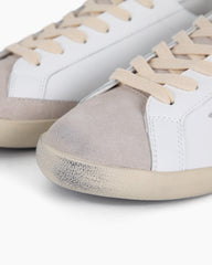 White Nappa Leather Gray Star Sneakers