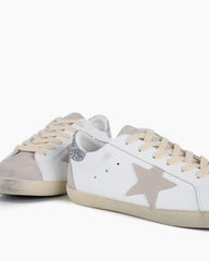 (Clean Up) White Nappa Leather Gray Star Sneakers