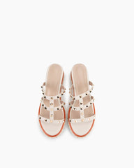 (Clean Up) Espadrille Wedges Slides Rivets Slippers