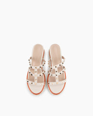 (Clean Up) Espadrille Wedges Slides Rivets Slippers