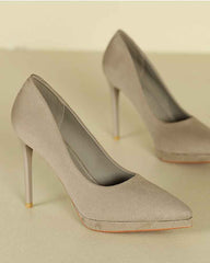 Women's Suede Pointed-Toe Platform Stiletto High Heels Pumps