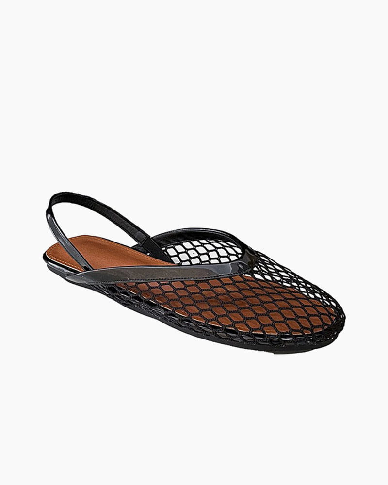 Minimalist Mesh Round-Toe Slingback Flats