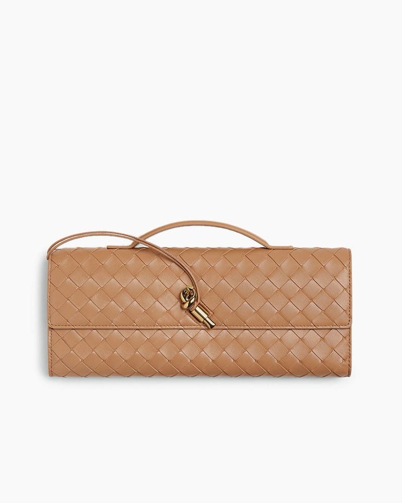 Classic Leather Top Handle Clutch with Knot Closure