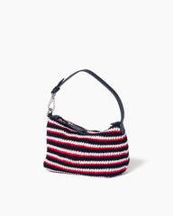 Summer Color-Stripe Crochet Top-Handle Bag