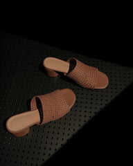 Woven Open-Toe Block-Heel Mule Sandals