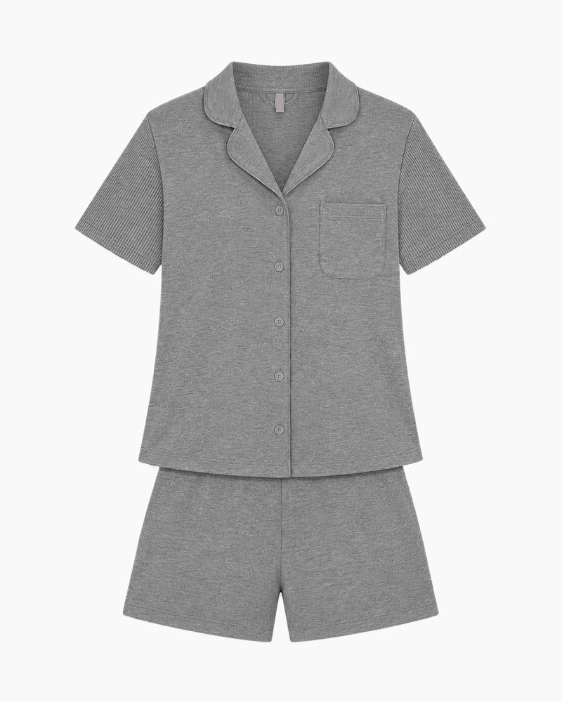 Modal Cotton Ribbed Short Sleeve Pajama Set