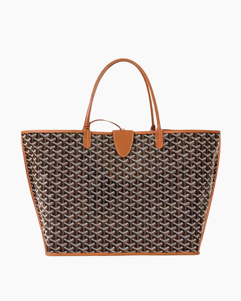 Luxury Reversible Leather Tote Bag with Closure Strap