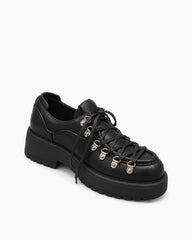 Women's Vintage Leather Lace-Up Platform Shoes