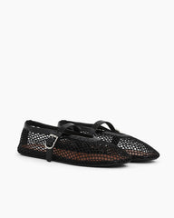 Women's Mesh Ballet Flats With Buckle Strap
