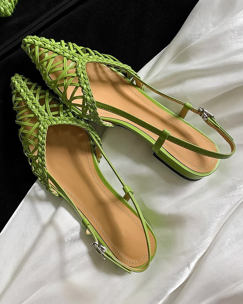 Woven Comfortable Slingback Braided Flat Sandals
