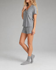 Modal Cotton Ribbed Short Sleeve Pajama Set