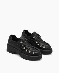 Women's Vintage Leather Lace-Up Platform Shoes