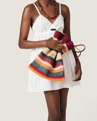 Colorful Crochet Stripe Tote Bag