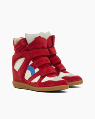 Suede Wedge Hook-and-Loop Sneakers