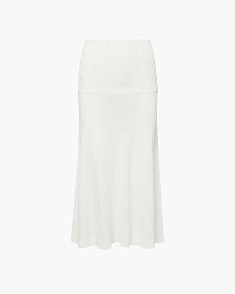 Women's Off-White Pointelle Knit Fishtail Midi Skirt