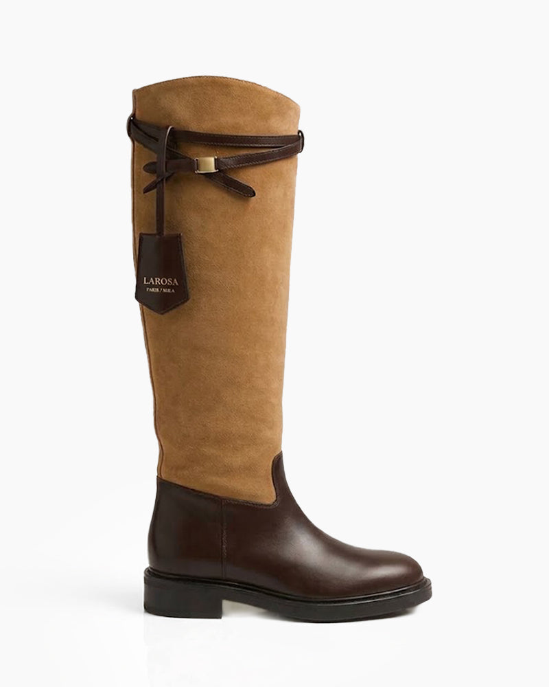 camel-suede-two-tone-knee-high-riding-boots