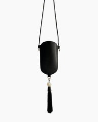 Leather Eyeglass Case Necklace with Tassel Detail