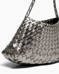 Silver Handwoven Metallic Shoulder Bag