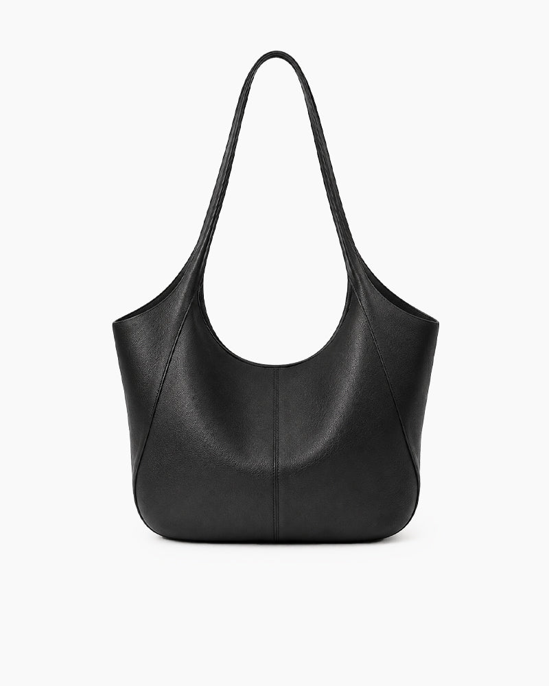 Minimalist Textured Leather Shoulder Tote Bag