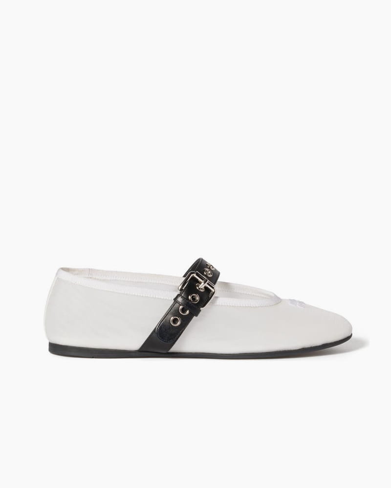 Women's Mesh Mary Jane Flats With Leather Buckle