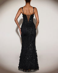 Special Occasion Floral Appliqu¨¦ Sequin Corset Gown