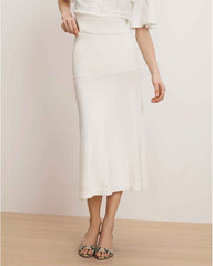 Women's Off-White Pointelle Knit Fishtail Midi Skirt