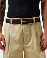 Classic Daily Wear T-Buckle Reversible Leather Belt