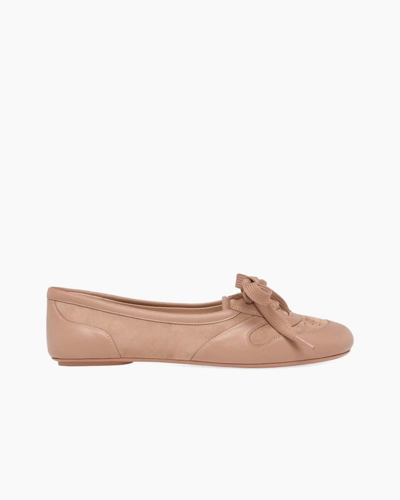 Soft Sheepskin Lace-Up Ballet Flats