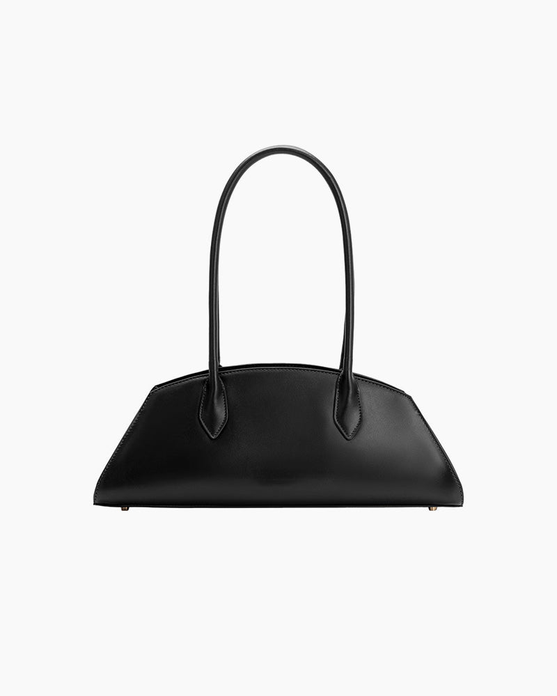 Sculpted East-West Leather Shoulder Bag