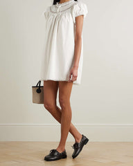 Lace Trim Cotton Mini Dress